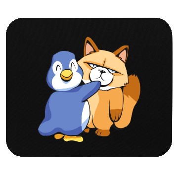 Discover Angry Cat and a Penguin Animals Lover Funny Design Mouse Pads