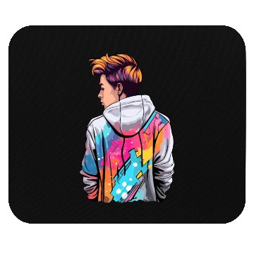 Discover hooded boy Mouse Pads