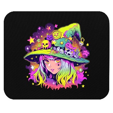 Discover Cute Neon Witch Mouse Pads
