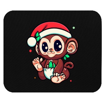 Discover Cute Baby Monkey Christmas Mouse Pads