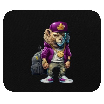 Discover Hustle Hard, Purple Drip Lion Mouse Pads
