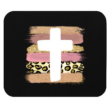 Discover Cross Leopard Brush Strokes Religion Mouse Pads