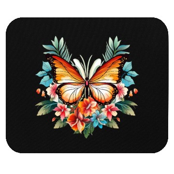 Discover Butterfly on flower Mouse Pads