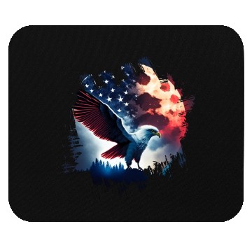 Discover America eagle under Moon with American Flag Mouse Pads