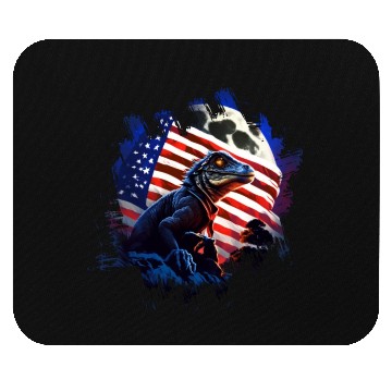 Discover America lizard under Moon with American Flag Mouse Pads