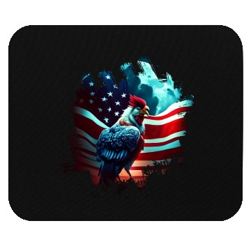 Discover America chicken under Moon with American Flag Mouse Pads
