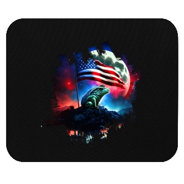Discover America frog under Moon with American Flag Mouse Pads