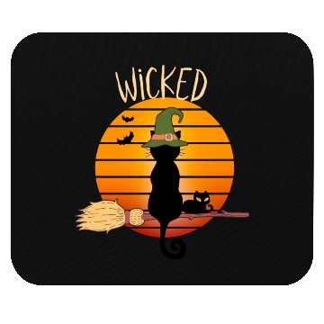 Discover Wicked Cat Witch Funny Halloween Witch Mouse Pads
