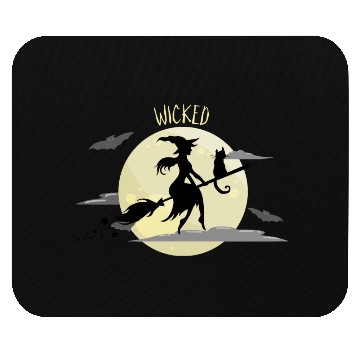 Discover Wicked Cat Witch Funny Halloween Witch Mouse Pads