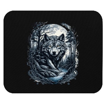 Discover Sunset Grey Wolf Hunter for Men and Women Mouse Pads