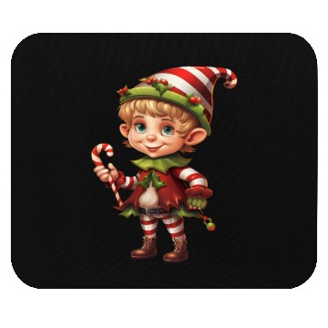 Discover Christmas Elf Candy Cane X-Mas Pajamas Party Mouse Pads