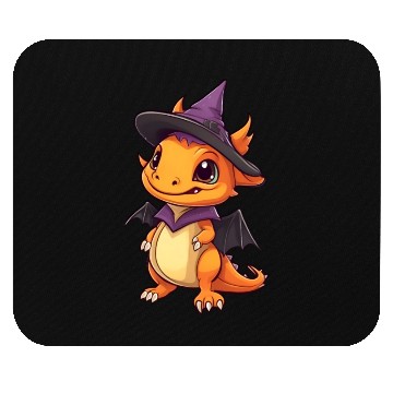 Discover Cute Halloween dragon with a witch hat. Mouse Pads