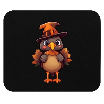 Discover Cute Halloween turkey with a witch hat. Mouse Pads