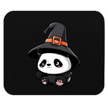 Discover Cute Halloween panda with a witch hat. Mouse Pads