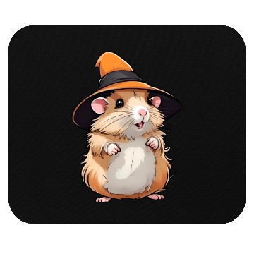 Discover Cute Halloween hamster with a witch hat. Mouse Pads