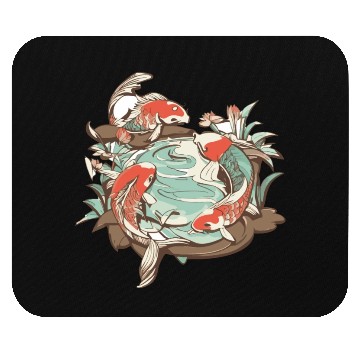 Discover Tranquil Oasis: Koi Pond Serenity Mouse Pads