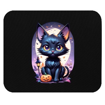 Discover Black Cat With a jack-o-lantern Halloween Design Mouse Pads
