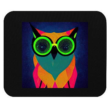 Discover Mod Owl: Bold Owl with Green Glasses Mouse Pads