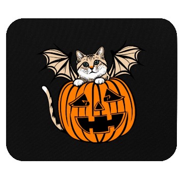 Discover Cute Creepy Cat With Bat Wings Funny Halloween Mouse Pads