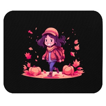 Discover Autumn Serenity: 'Girl in Fall' Apparel Mouse Pads