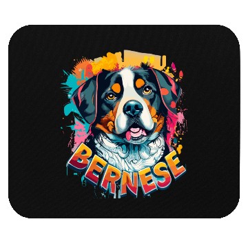 Discover Bernese Mountain Dog Head Vibrant Color Splash Mouse Pads