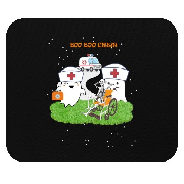 Discover Funny Halloween Boo Boo Crew Ghost Nurse Mouse Pads