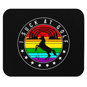 Discover Golf Mouse Pads, I Suck At Golf Unicorn Rainbow Retro