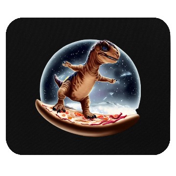 Discover Dinosaurs on pizza through space Mouse Pads