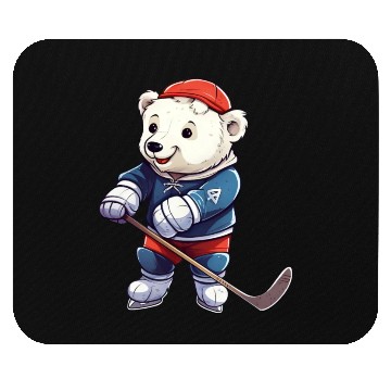 Discover Polar bear hockey player Mouse Pads