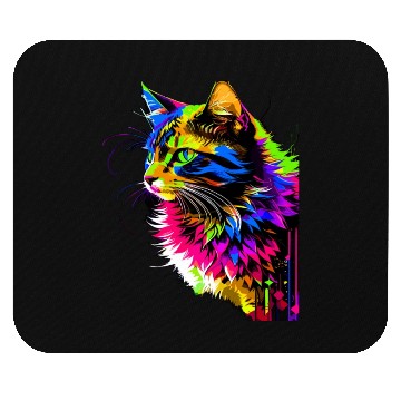 Discover Rainbow Cat Realistic Watercolor Cute Cat Paint Mouse Pads