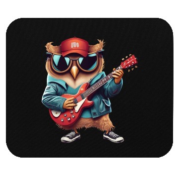 Discover Funny Cute bird playing guitar Mouse Pads