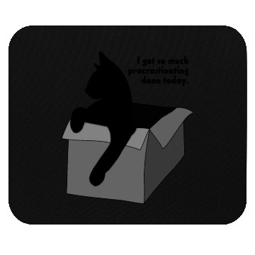 Discover Procrastinating Black Cat in Box Mouse Pads