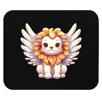 Discover Lion angel with wings Mouse Pads