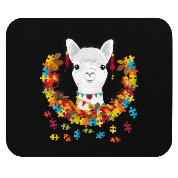 Discover decorated alpaca in an autumnal setting Mouse Pads