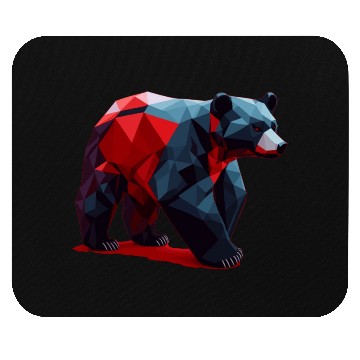 Discover Wild Brown Bear Geometric Red Mouse Pads