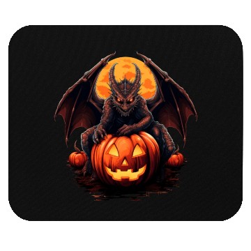 Discover Halloween demon dragon with pumpkin Mouse Pads