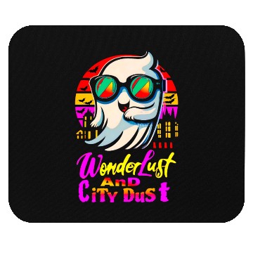 Discover Halloween Ghost with Wanderlust avoiding City Dust Mouse Pads