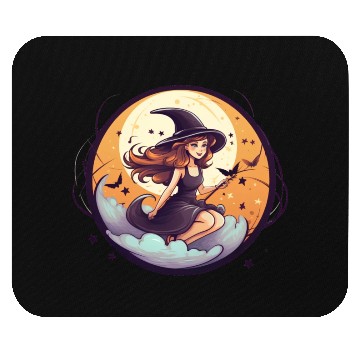 Discover cartoon halloween witch Mouse Pads