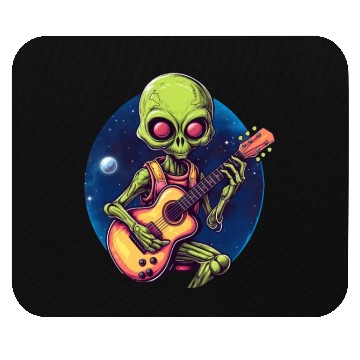Discover Green alien guitarist Mouse Pads