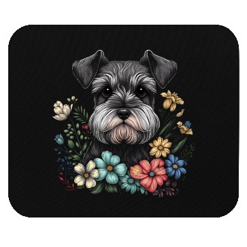 Discover Miniature Schnauzer Flower Garden Cute Puppy Dog Mouse Pads