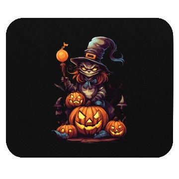 Discover Enchanted Harvest: Witch's Delight amidst Pumpkins Mouse Pads