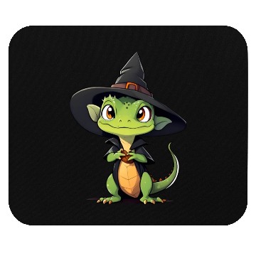 Discover Cute Halloween lizard with a witch hat. Mouse Pads