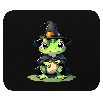 Discover Cute Halloween frog with a witch hat. Mouse Pads
