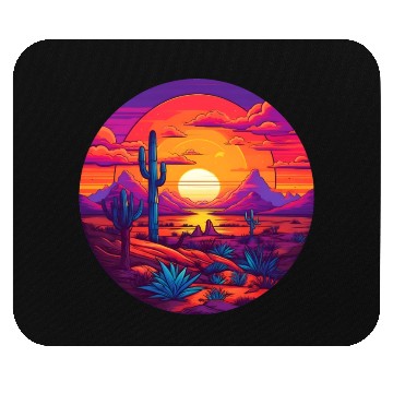 Discover Circular Hazy Desert Mountain Sunrise Mouse Pads
