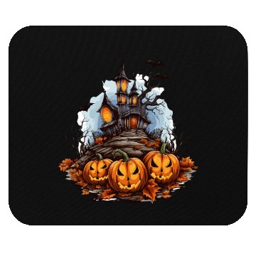 Discover Halloween Pumpkin Bat Spell Haunted House Mouse Pads