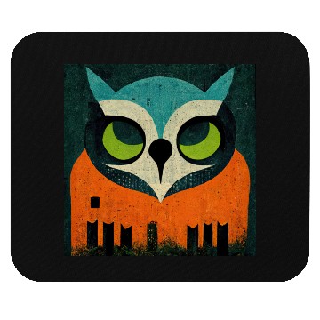 Discover Mod Owl: Teal-Headed Owl Mouse Pads