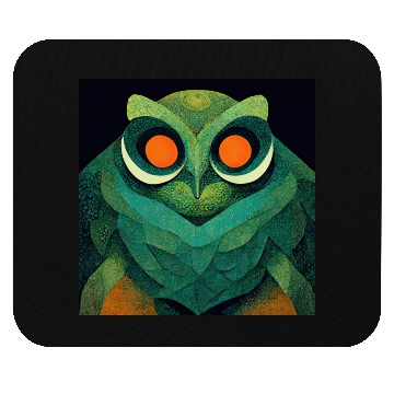 Discover Mod Owl: Feathery Orange-Eyed Owl Mouse Pads