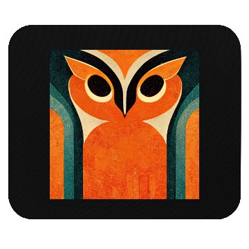 Discover Mod Owl: Big Bold Orange Owl Mouse Pads