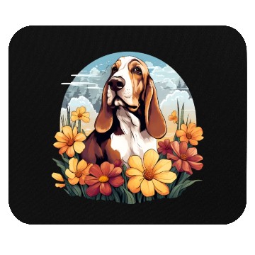 Discover Basset Hound Mountain Flower Cute Colorful Puppy Mouse Pads