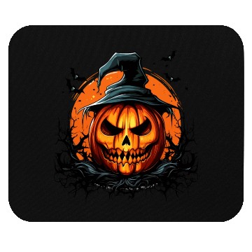 Discover Halloween Magic Spooky Pumpkin With Bat Mouse Pads